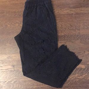 J. Crew Black Lace Pull On Pants Size 0